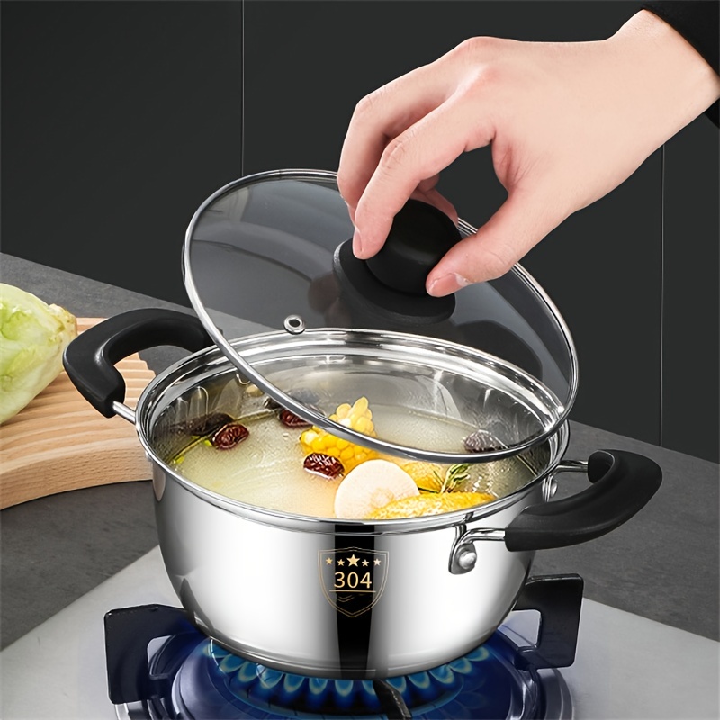 Stainless steel 22cm soup pot household large soup pot gas electromagnetic  oven general