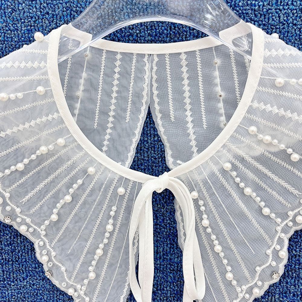 Imitation Pearl Lace Fake Collar White Sunscreen Detachable - Temu