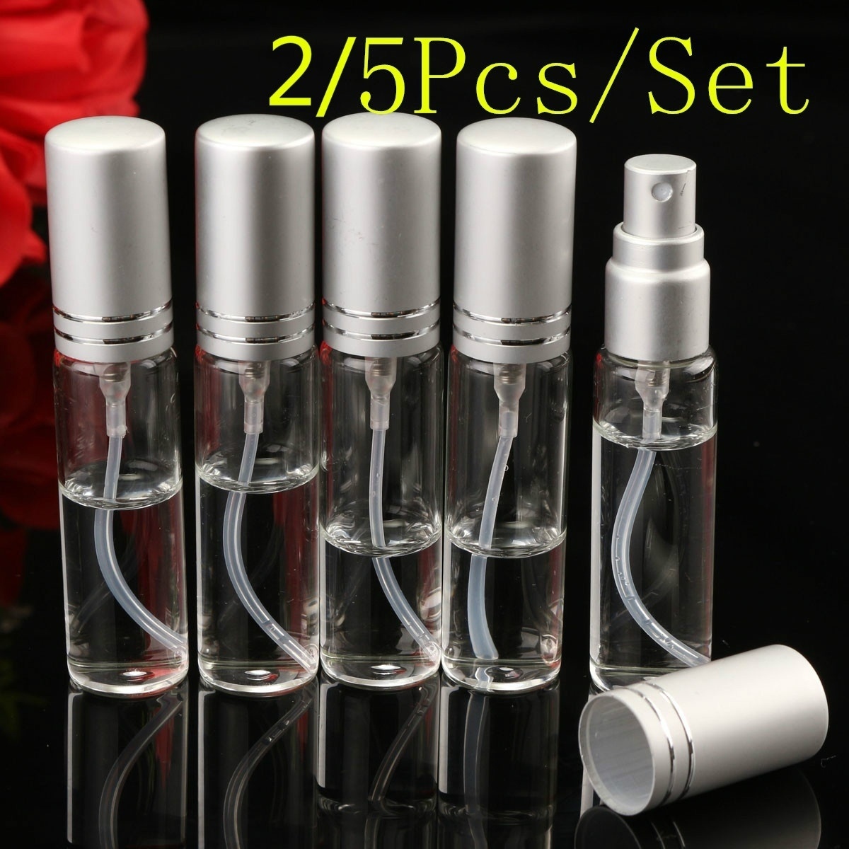 5Pcs Atomizer Glass Refillable Perfume Spray Empty Bottle 2-10ML