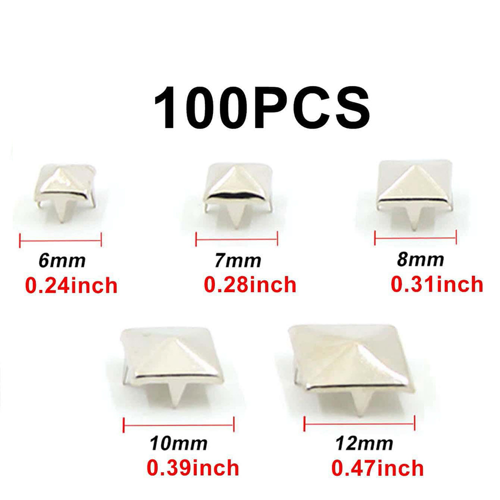 12MM Square Spikes Garment Rivets for Clothing Four claw metal studs and  Spikes for clothies 100pcs/lot