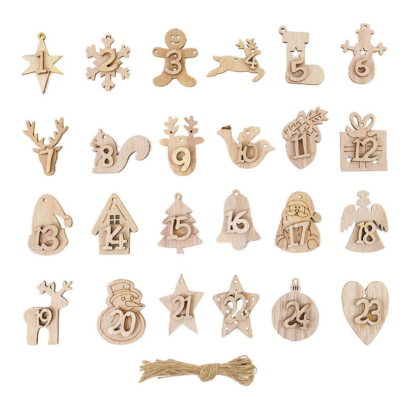  GWHOLE 1 to 24 Wooden Number with String for Christmas Advent  Calendar Countdown, Wooden Number Pendants for DIY Craft Gift Tags  Decorations : Home & Kitchen