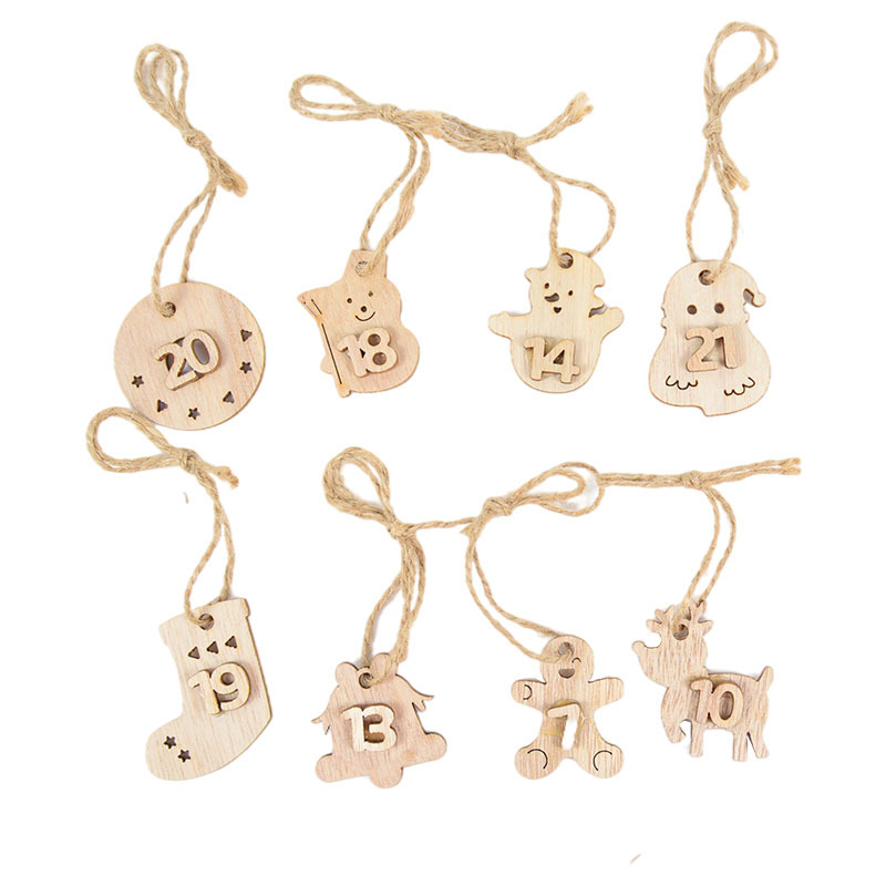 GWHOLE 1 to 24 Wooden Number with String for Christmas Advent  Calendar Countdown, Wooden Number Pendants for DIY Craft Gift Tags  Decorations : Home & Kitchen