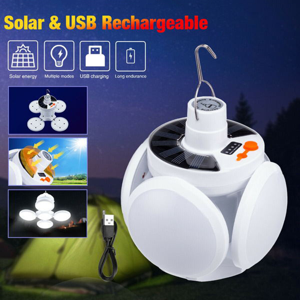 Portable Solar Charger Camping Lantern Lamp LED Outdoor Lighting Folding  Camp Tent Lamp USB Rechargeable Lantern