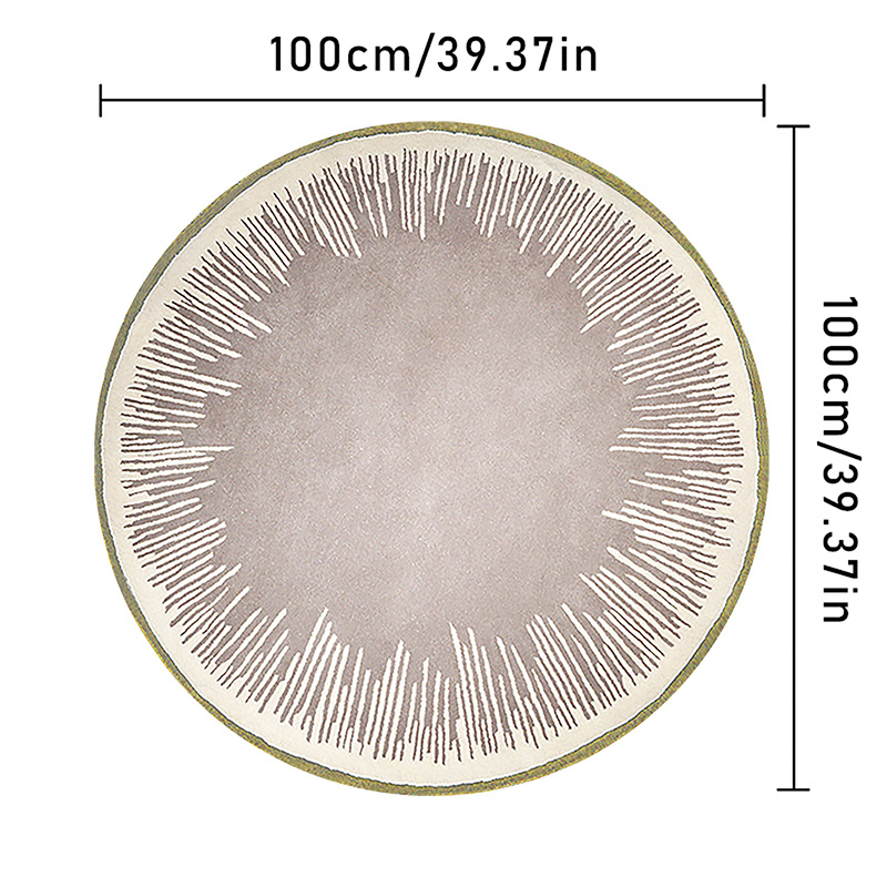 Modern Style Round Decorative Rugs │ Neutral Tone Large Flannel Carpet │  Minimal Simple Lounge Floor Mat