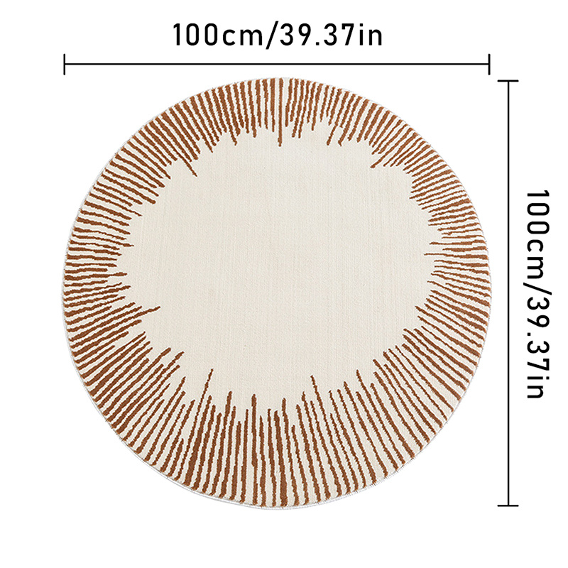Modern Style Round Decorative Rugs │ Neutral Tone Large Flannel Carpet │  Minimal Simple Lounge Floor Mat