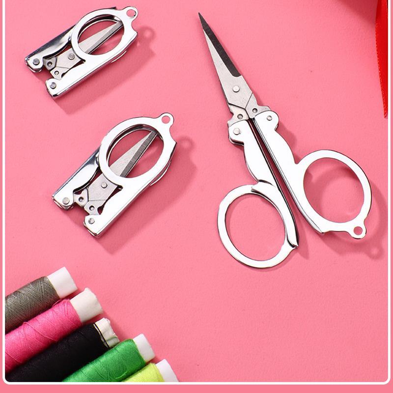 Small Folding Scissors Travel Pocket Size Craft Sharp Blade Trip Scissor  Stainless Steel All Purpose Foldable Embroidery Scissor
