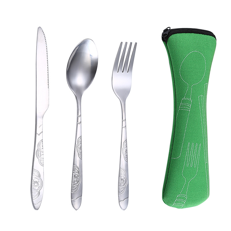 On-the-Go Plastic Fork and Spoon Set with Travel Case