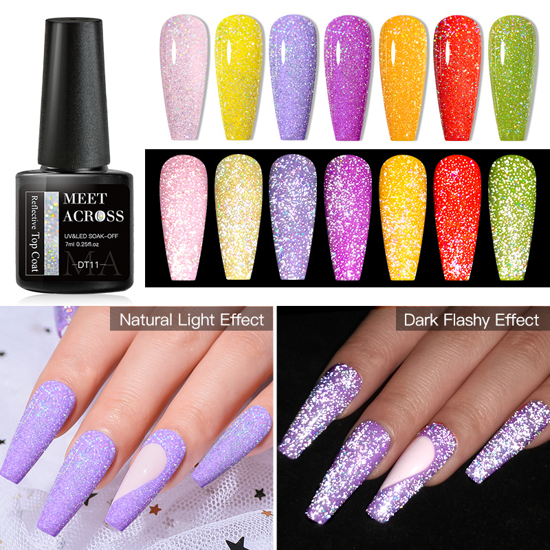 Luminous Reflective Glitter Gel Nail Polish Glow in dark - Temu