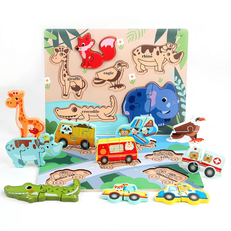 Wooden Puzzle 3d Kids Toys Baby Learning Cartoon Animal jigsaw Educational  Puzzl