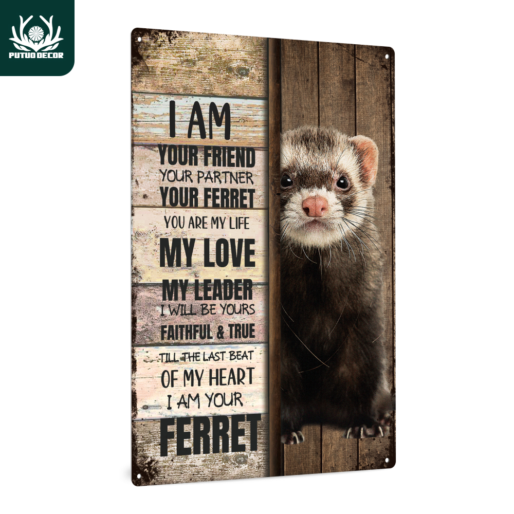 

1pc, Ferret Vintage Metal Tin Sign, I Am Your Friend, Wall Art Decor For Home Living Room Bar Pub Cafe Farm Room, 7.8 X 11.8 Inches