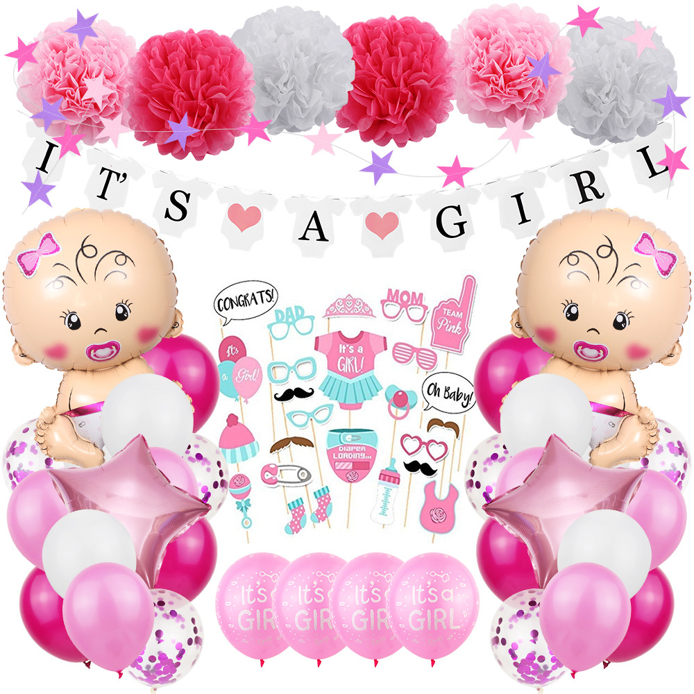 165 piezas de decoración para baby shower para niña, cumpleañera
