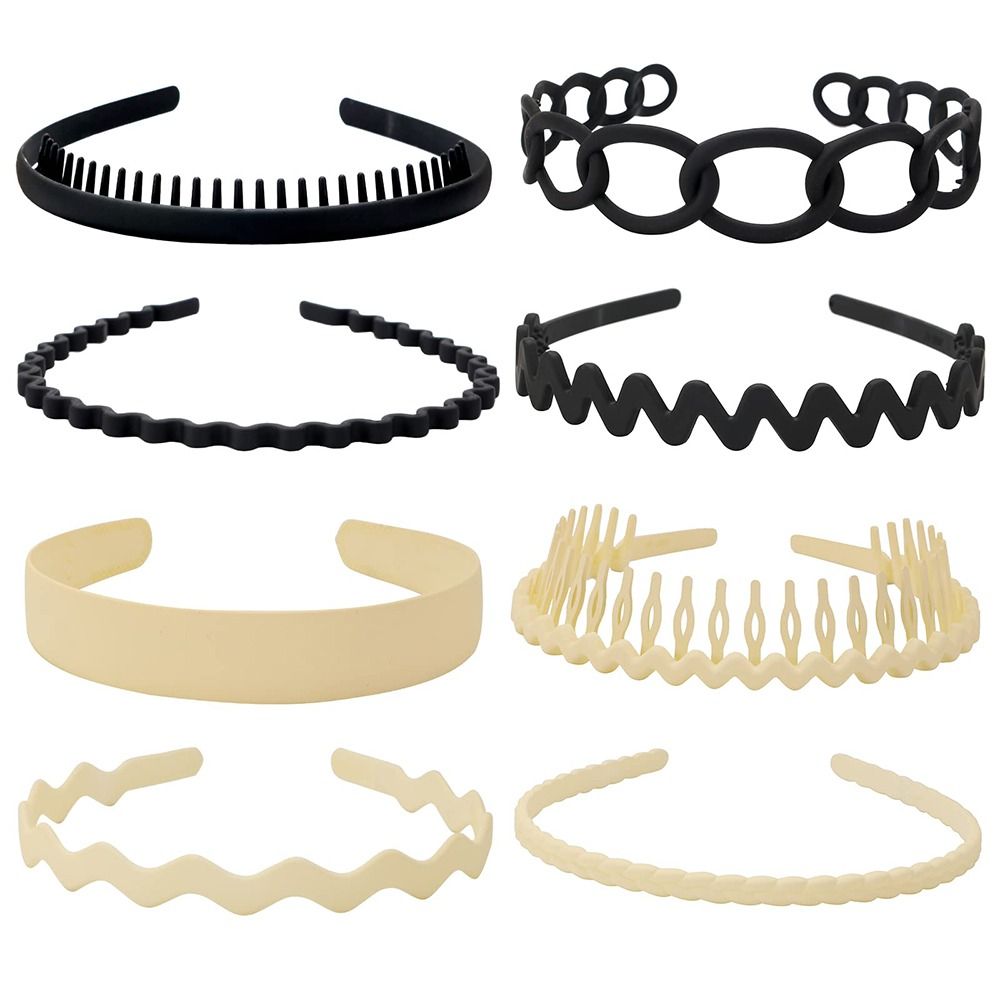 8pcs Solid Headband Teethed Head Hoop Women's Hair Accessories