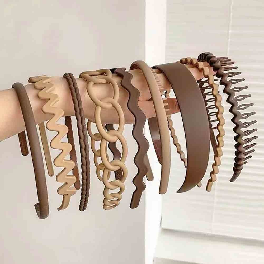 8pcs Solid Headband Teethed Head Hoop Women's Hair Accessories