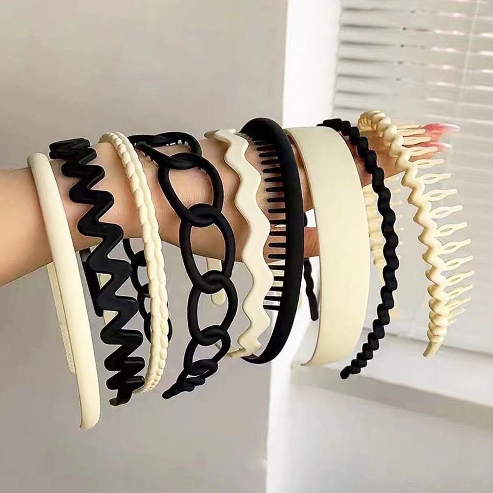 8pcs Solid Headband Teethed Head Hoop Women's Hair Accessories