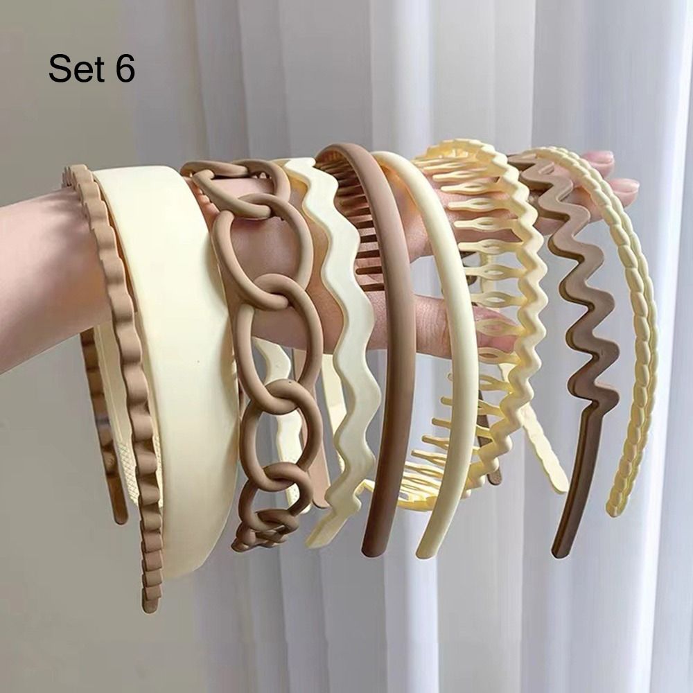 8pcs Solid Headband Teethed Head Hoop Women's Hair Accessories