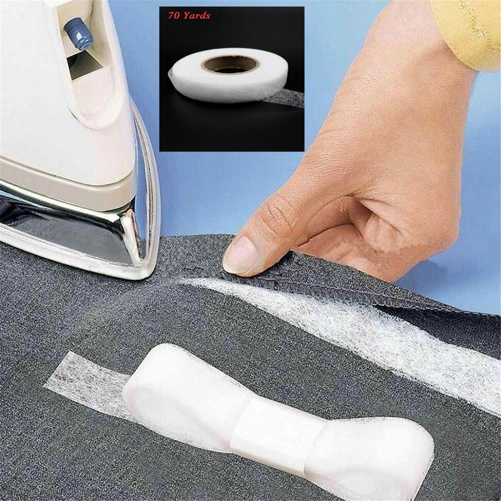 CRASPIRE 6 Rolls 2 Colors Adhesive Hem Tape Iron on Fabric Polyester Pants  Hemming Tapes Clothing Fusing Ribbon Stickers for Sewing Dress Jeans  Trousers Clothes Tailors Supplies, 13 Yards