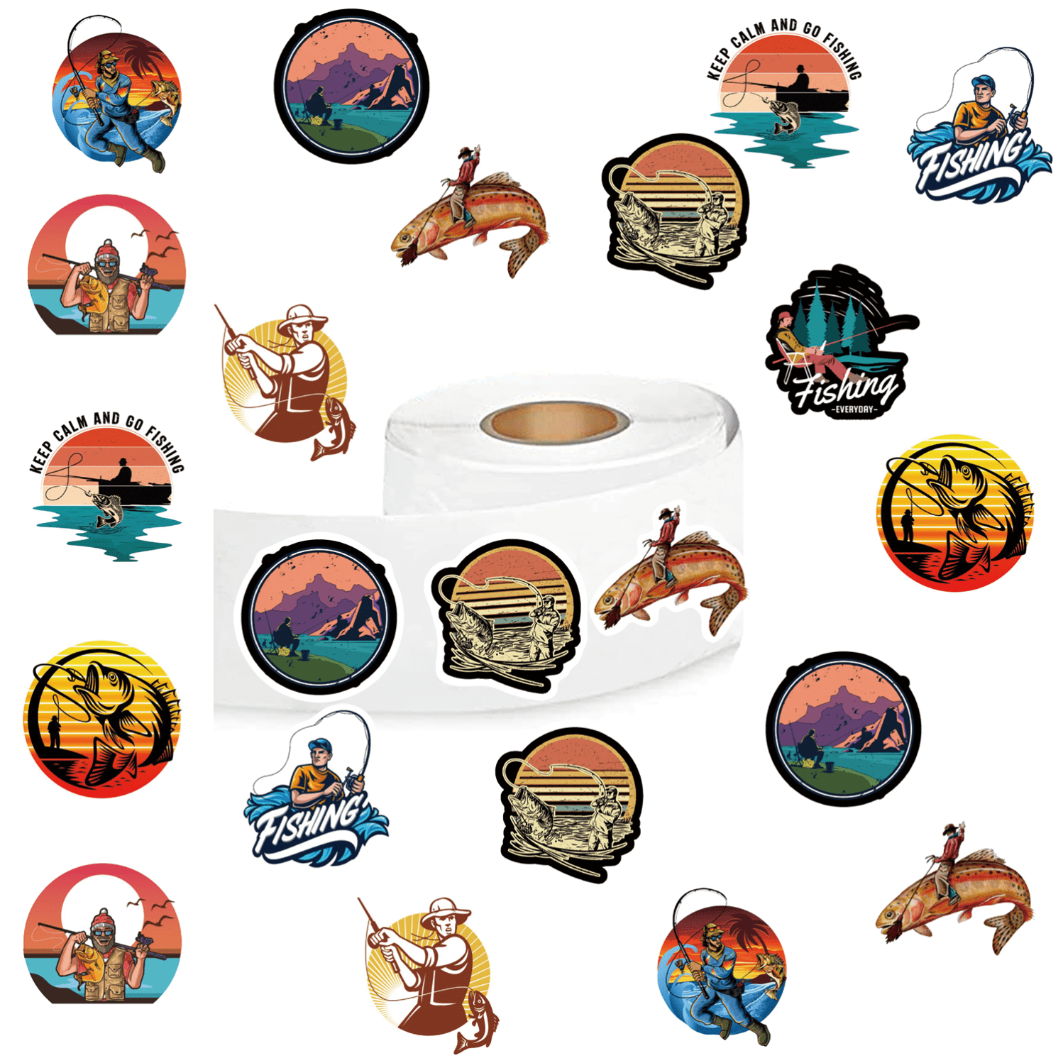 500pcs Fishing Stickers, Funny Animals Decals Rolls Self Adhesive Seals For  Scrapbooking Cards Envelopes Handmade, Gifts For Adults Party Supply