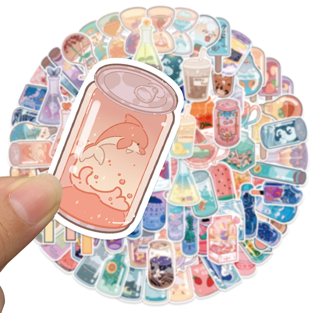 Drink Beverage Bottles Cute Funny Cartoon Decals Graffiti - Temu