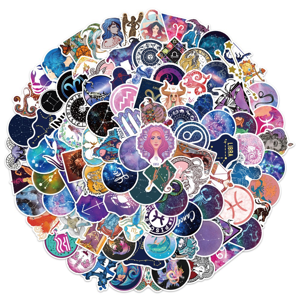 50 PCS Astrology Stickers,Vintage Aesthetic Magic Stickers,Zodiac Celestial  Stickers for Water Bottles, Laptops,Scrapbooks,Skateboards,Phone,Gifts for