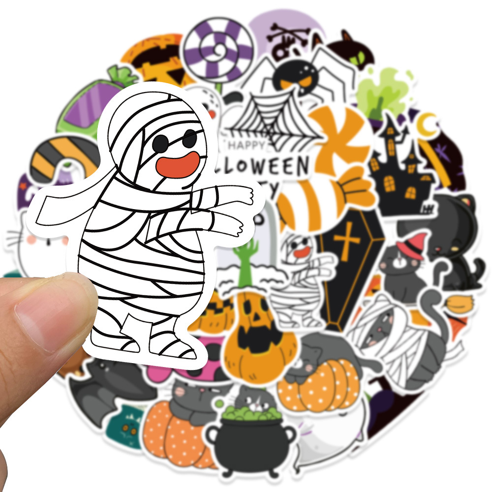 100pcs Cute Ghosts Halloween Stickers Holiday Party Cartoon Decal