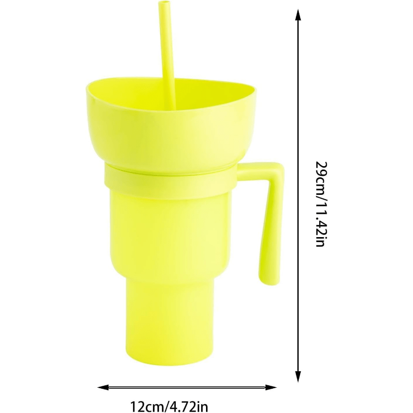 Wharick Snack and Drink Cup, Cup Bowl Combo with Straw, Stadium Tumbler,  Tumbler Popcorn Cup for Adults, Kids, Home, Travel 