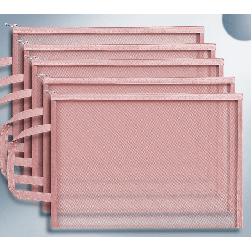 Mesh Zipper Pouch, Lightweight Nylon File Folders, A4 Document Organizer  Clearly Visible Mesh Zip Bag, Suitable for School Office Travel Supplies