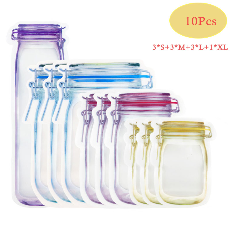 Reusable Jar Bags 10PCS, Mason Jars Silicone Food Storage, Freezer