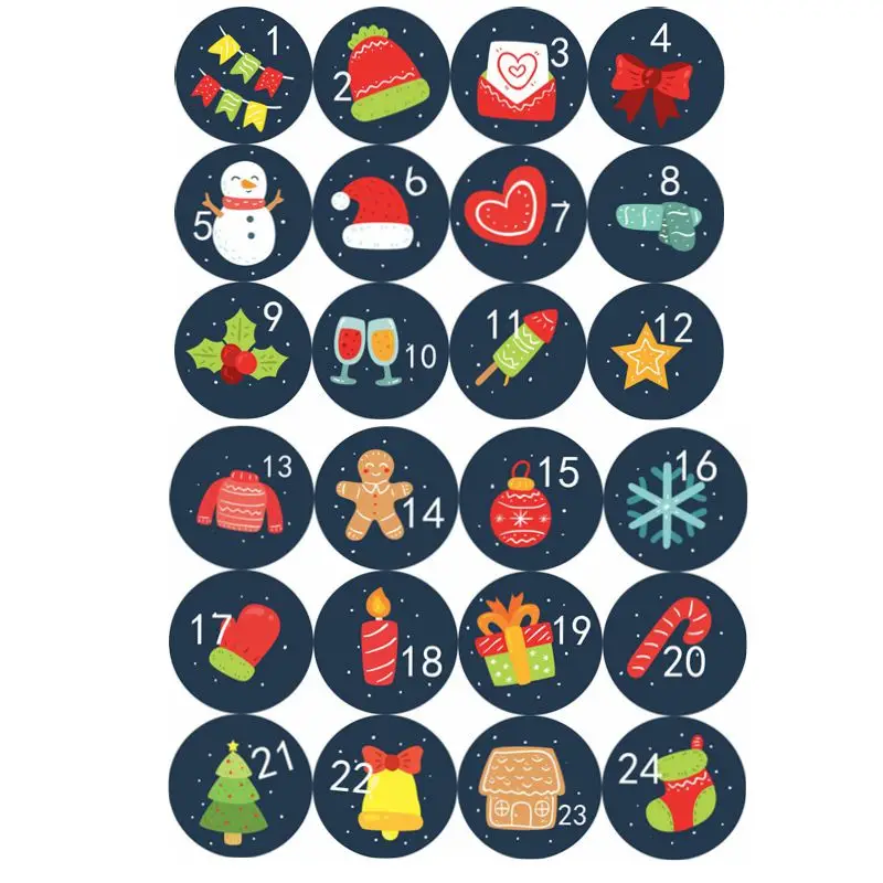 Advent Calendar Number Paper Stickers Merry Christmas Gift - Temu