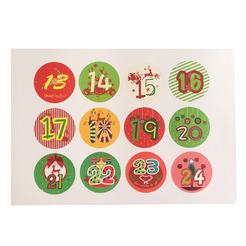 Advent Calendar Number Paper Stickers Merry Christmas Gift - Temu