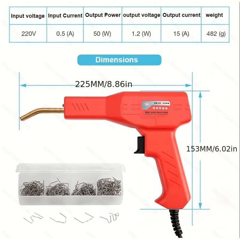 Máquina de soldadura de plástico, Kit de reparación de parachoques de  coche, pistola soldadora de 50W, grapadora de 200 Uds.