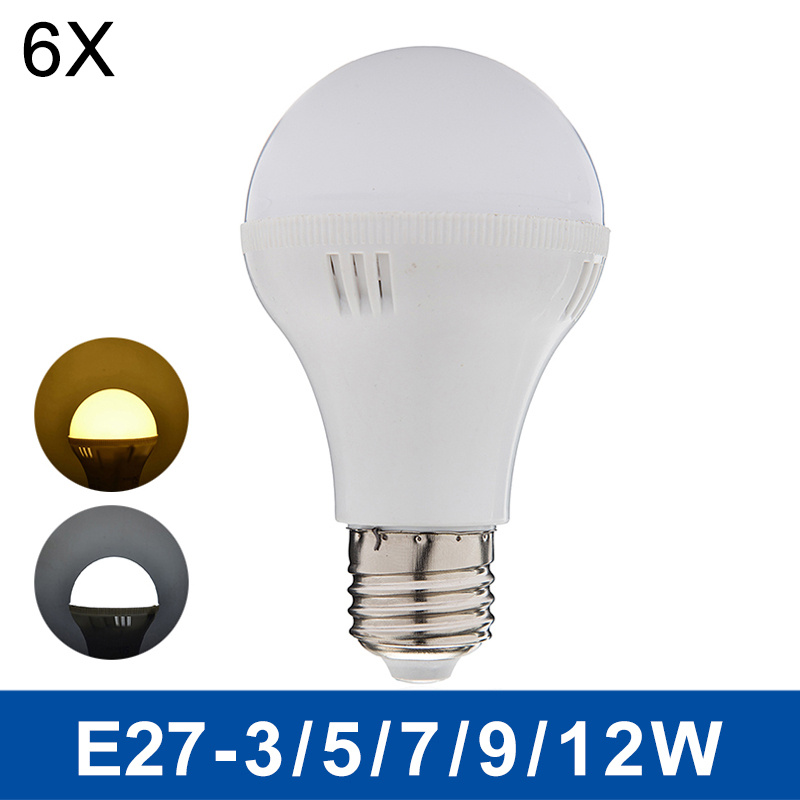 6 PCS / Lot LED Bulb E27 LED Light Bulb 220V LED Lamp Warm White Cold White