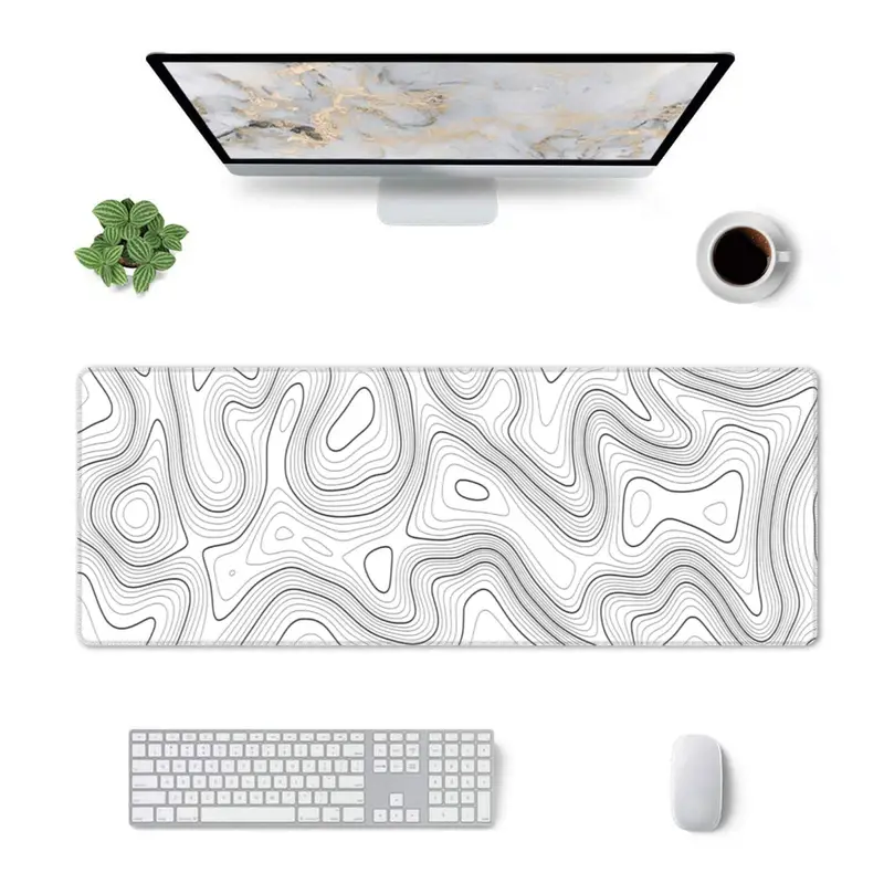 White Mouse Pad Large Gaming Mouse Pad For Desk Topographic - Temu