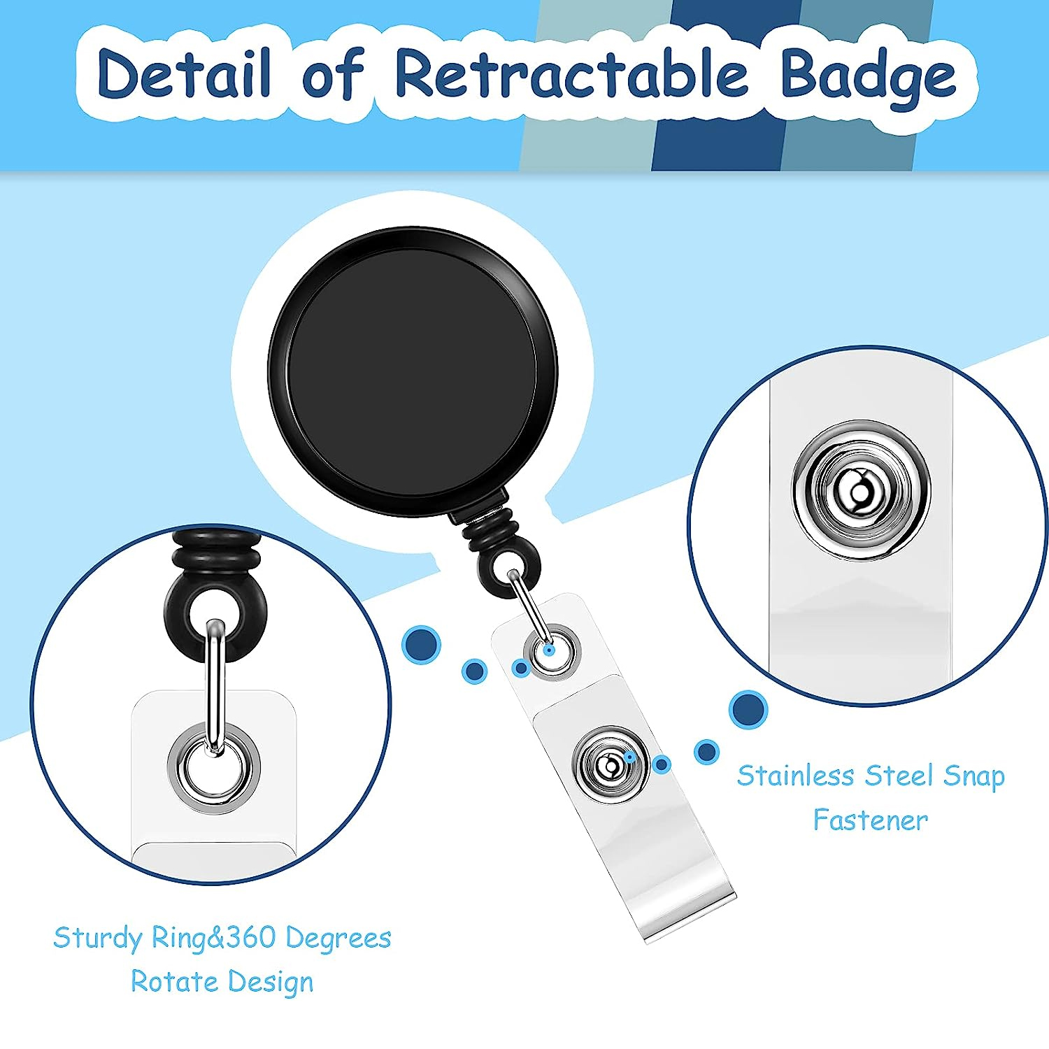 12pcs Sublimation Retractable Badge Holder With Belt Clip, Blank Nurse ID  Badge Reels For Office Worker Doctor Nurse, Key Card Name Tag Holder For Sub