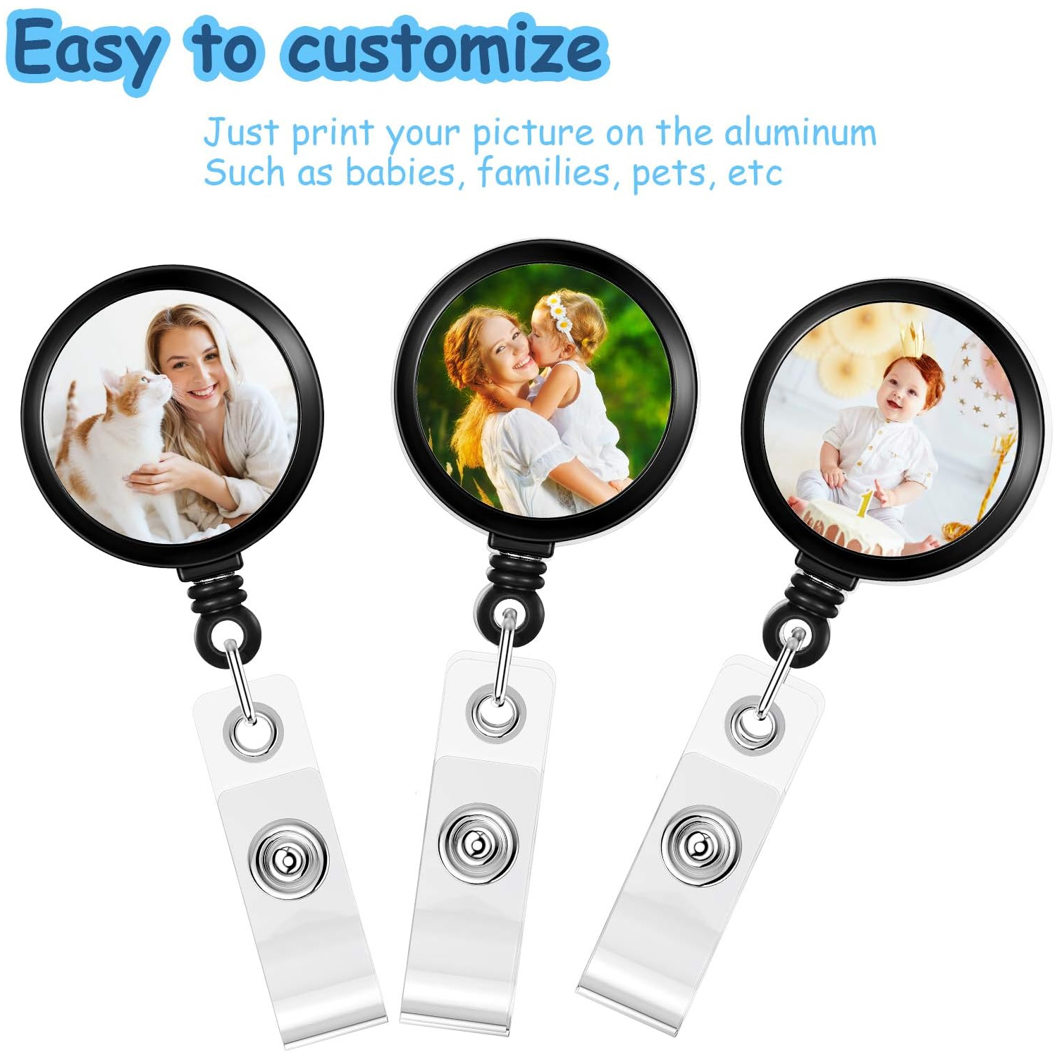 12 Pieces Sublimation Retractable Badge Holder with Belt Clip, Blank Nurse ID Badge Reels for Office Worker Doctor Nurse, Key Card Name Tag Holder for