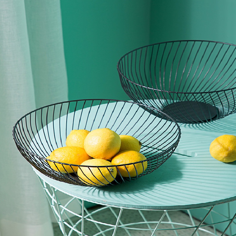 Fruit Basket With Wooden Handle Kitchen Desk Storage - Temu