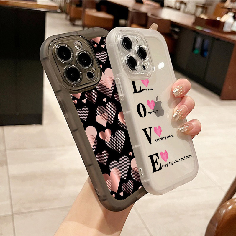 

2pcs The Heart Pattern Phone Case For Iphone 11 12 13 14 Pro Max Mini Xr Xs X 7 8 Plus Se2020 Shockproof Silicone Car Fall Phone Cases Gifts Soft Cover
