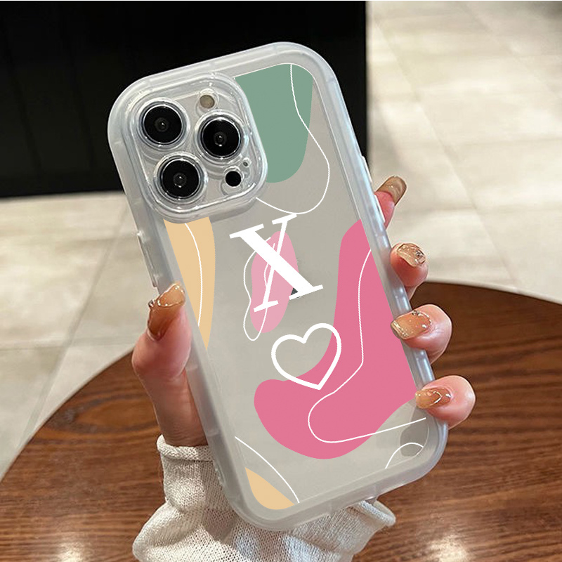 Letter Y & Heart Pattern Phone Case For Iphone 11 12 13 14 Pro Max Mini Xr  Xs X 7 8 Plus Se2020 Shockproof Silicone Phone Cases Gifts Soft Black  Purple Cover - Temu United Arab Emirates