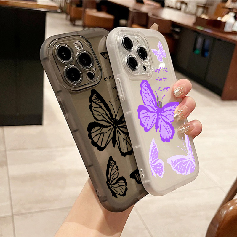 

2pcs Butterfly Pattern Phone Case For 11 12 13 14 Pro Max Mini Xr Xs X 7 8 Plus Se2020 Shockproof Silicone Car Fall Phone Cases Gifts Soft Cover