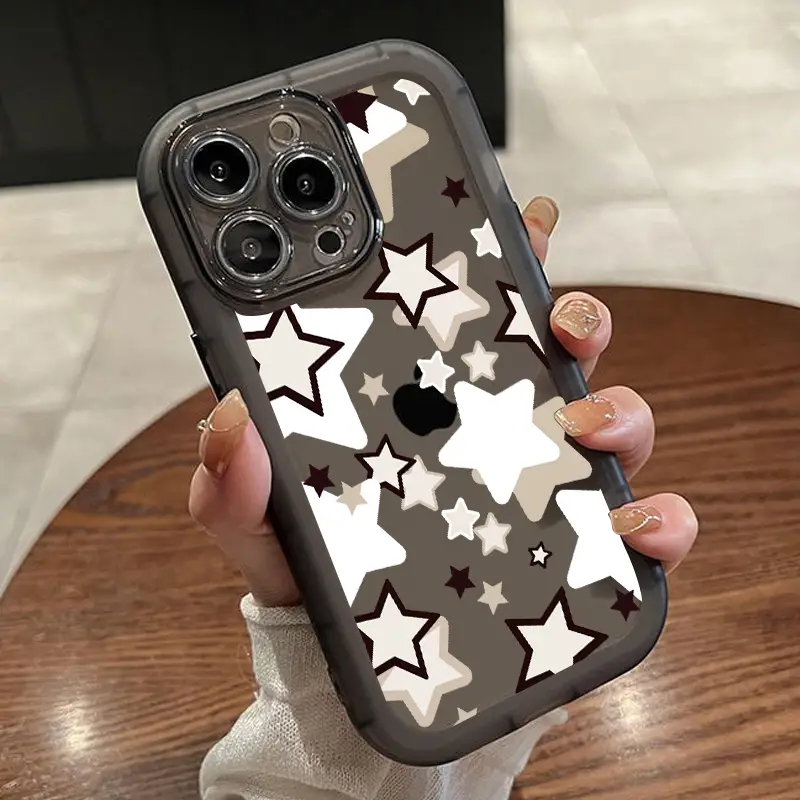 Grey Black Star Pattern Phone Case Iphone 11 12 13 14 Pro - Temu