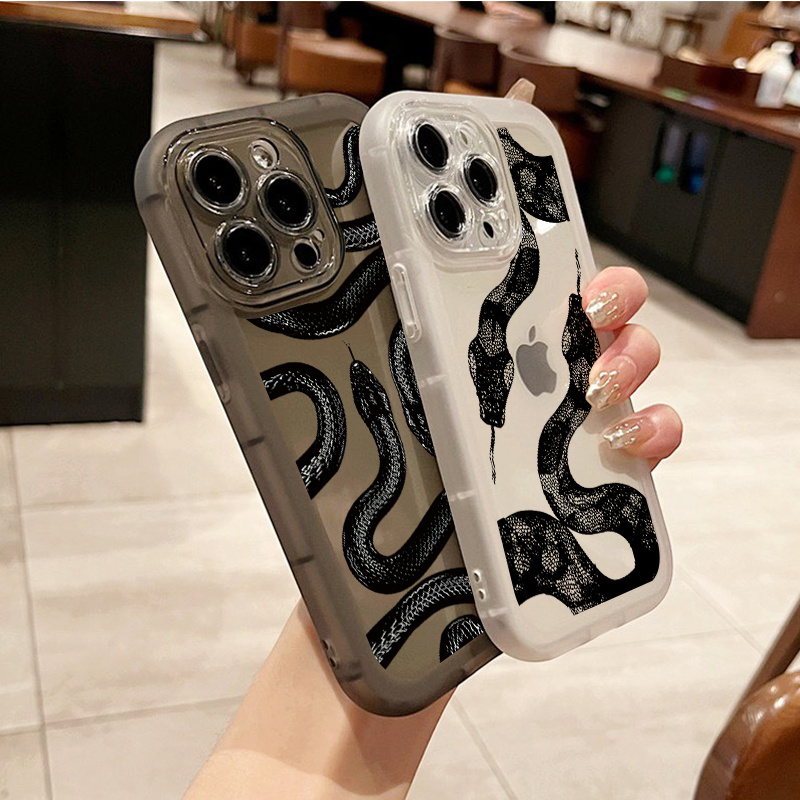

2pcs Black Snake Pattern Phone Case For Iphone 11 12 13 14 Pro Max Mini Xr Xs X 7 8 Plus Se2020, Protective Phone Cases As Nice Gifts For Men, Women, Girlfriend, Boyfriend, Friend, Birthday