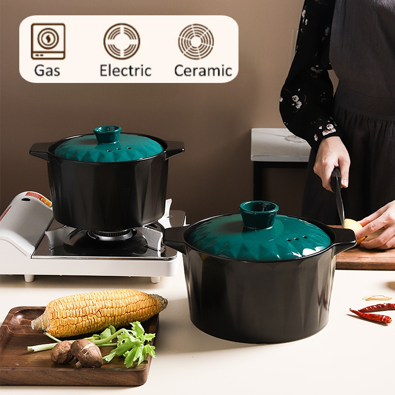 Ceramic Casserole Pot With Lid For Stews, Soups, Or Gas/electric Stoves