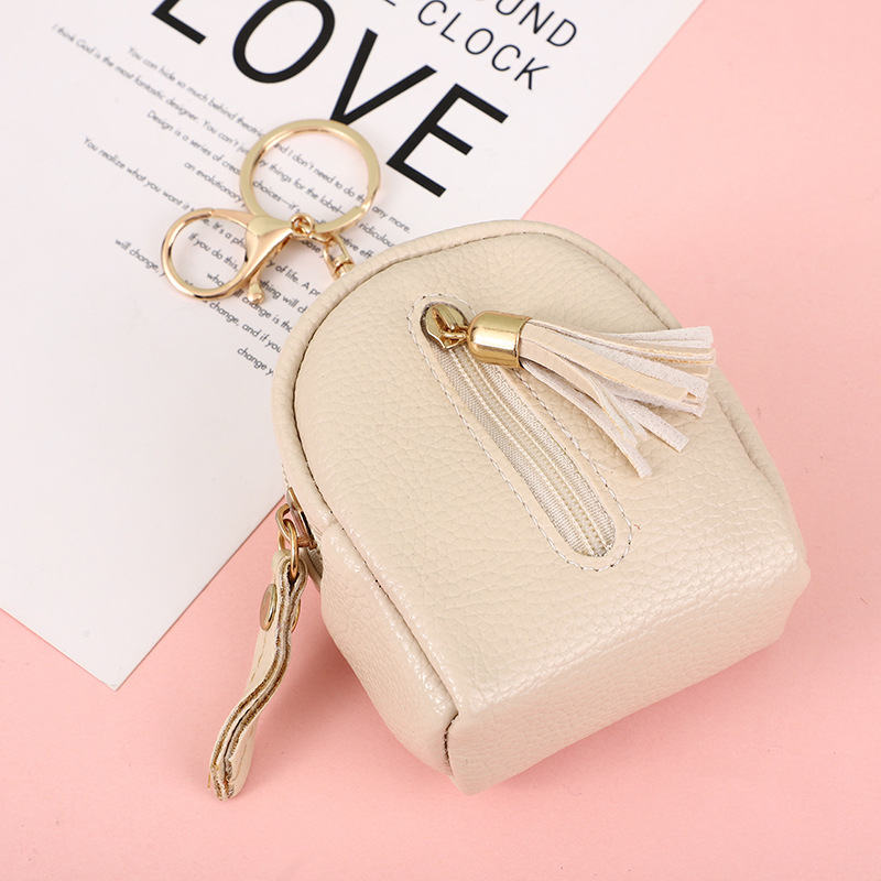 Bling Heart bag Charm keychain fob tassel Gold Beige Brown Clip on purse new