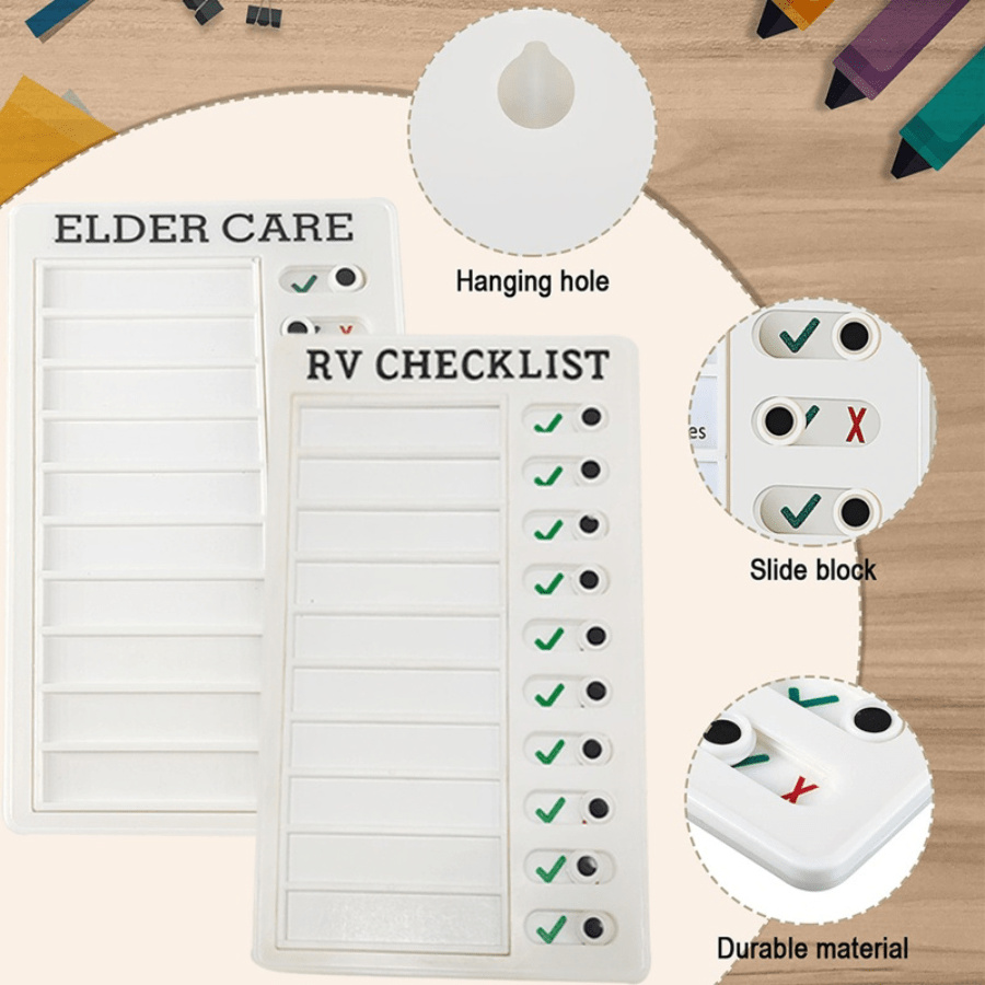 Dry Erase Checklist Board to Do List Memo Boards Slider Schedule Chore  Chart DIY Plastic RV Checklist Detachable Daily Checklist with Markers and  3 Erasable Pap…