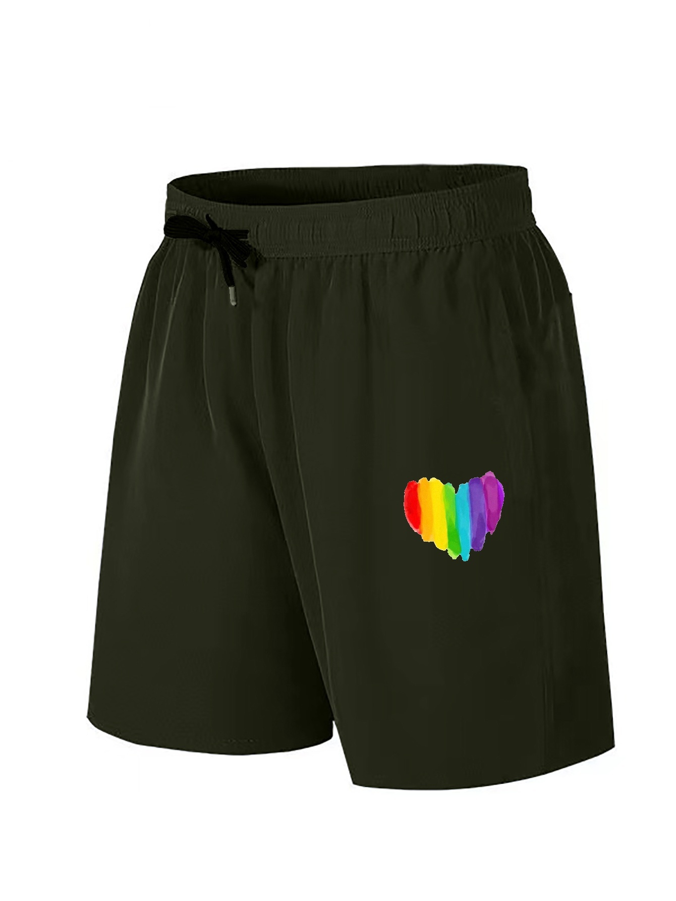 Pride Month Theme Rainbow Heart Print Elastic Waist Shorts - Temu