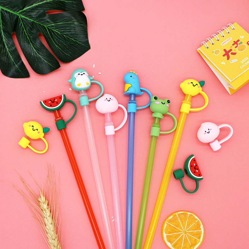 Cute Frog Straw Tips Cover,Silicone Animals Straw Cover,Cartoon Straw  Topper,Reusable Drinking Straw Cover,Dust Proof Straw Plugs for 6-8 mm  Straws