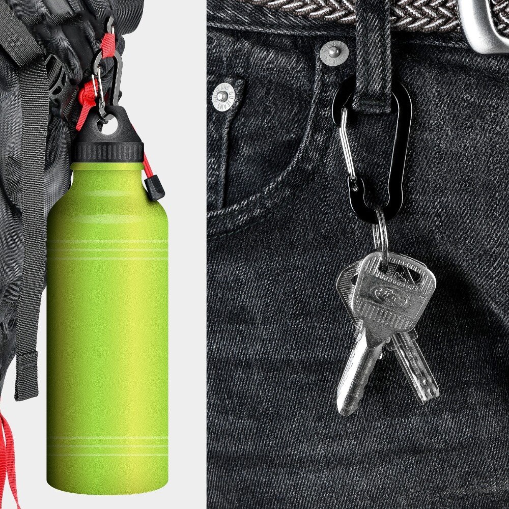 6pcs Mountaineering Buckle Camping Safety Stainless Steel Spring Buckle