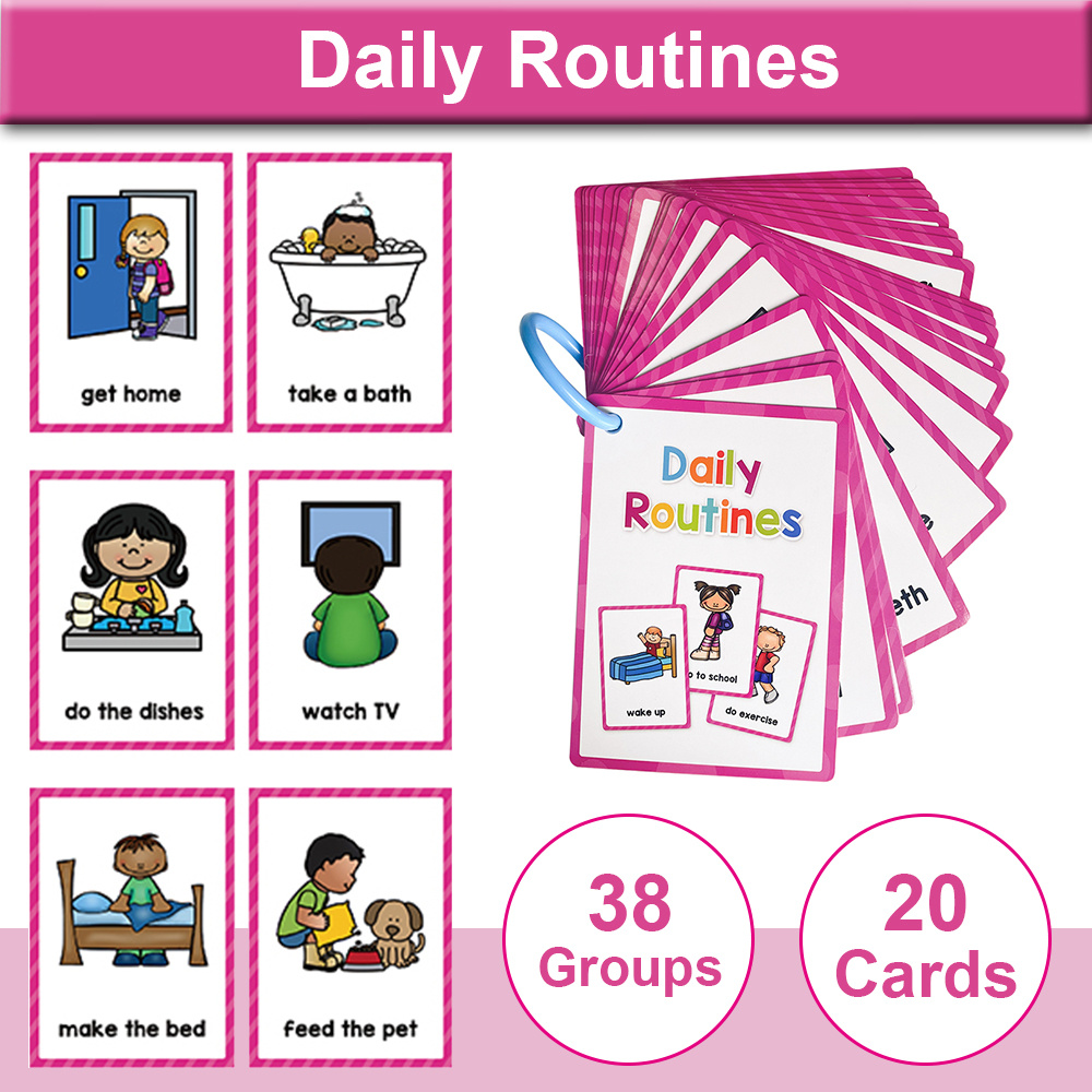 Image of Educational Flashcards For Children To Learn Daily Routines Vocabulary, Ideal For Cognitive Games And As Gifts
