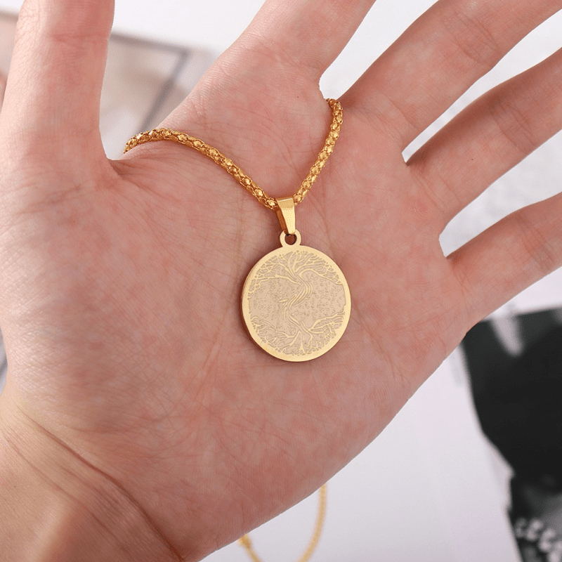 stainless steel tree life pendant necklace men viking Temu