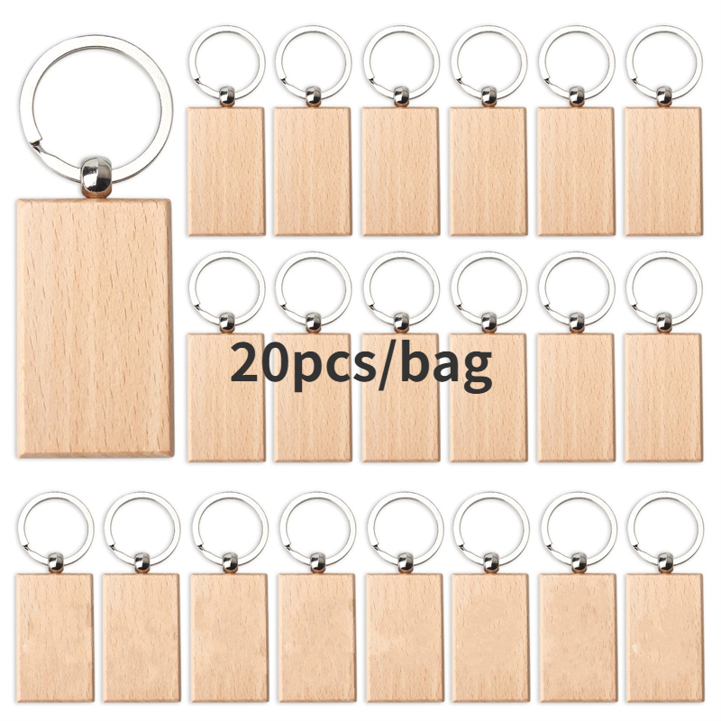  50 Pieces Wooden Keychain Blanks Laser Engraving Blanks Wood  Blanks Key Chain Bulk Unfinished Wooden Key Ring Key Tag for DIY Gift  Crafts (Square) : Arts, Crafts & Sewing