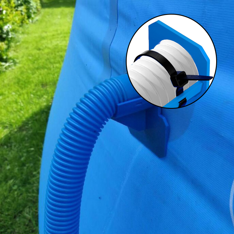 Soporte Para Manguera De Piscina 30-38 Mm - Con Bridas Y Adhesivo - ABS Azul